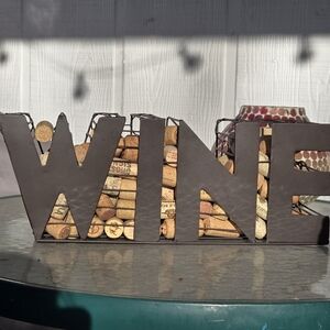 WINE Cork Holder Hand Forged Metal with Corks